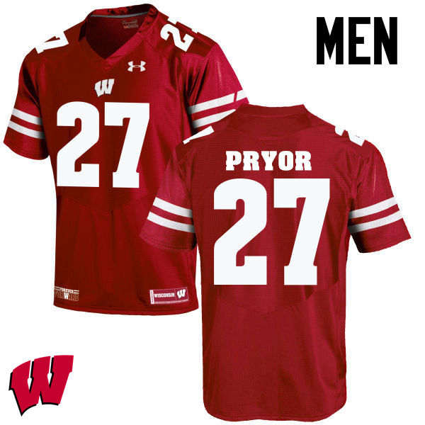 Wisconsin Badgers Men's #27 Kendrick Pryor NCAA Under Armour Authentic Red College Stitched Football Jersey WR40A83SG